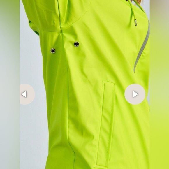 NWT RAINS Unisex Storm Breaker Rain Jacket Reflective Lime Color Full Zip - XL - Picture 10 of 12